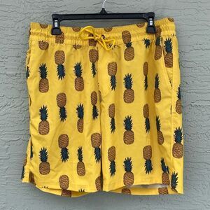 Hurley Sz L Yellow Pineapple Print Board Shorts